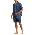 thumbnail image 4 of Conjunto de Pijamas Satinados INSPIRE CHIC para Hombre, Pijamas de Manga Corta de Dos Piezas con Bolsillos, Pijamas Suaves para Dormir en la Noche, Azul M, 4 of 6