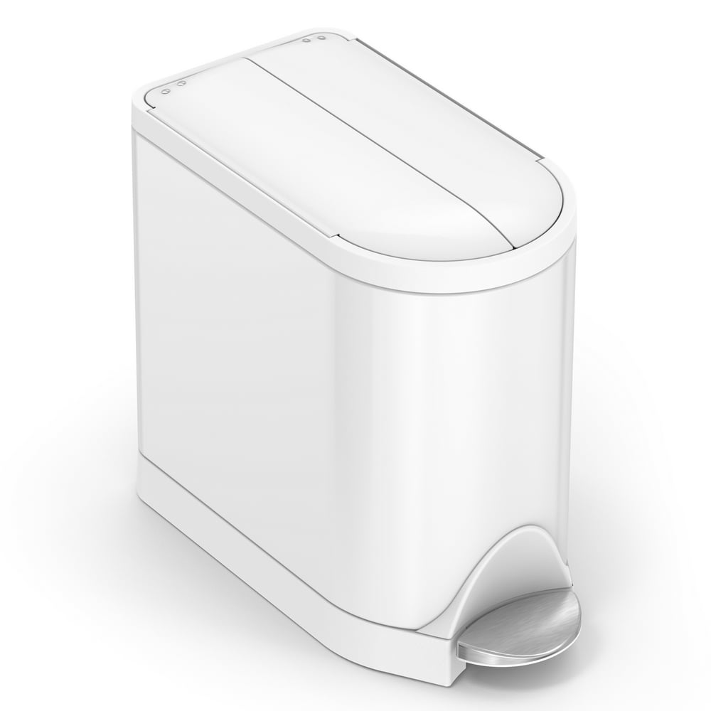 simplehuman 10 Liter / 2.6 Gallon Butterfly Lid Bathroom Step Trash Can