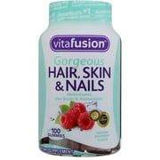 Vitafusion Gorgeous Hair, Skin & Nails Multivitamin, Gummies, Raspberry 100 Each - (Pack of 4)