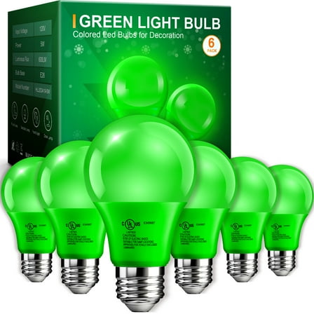 DAYBETTER A19 LED Light Bulbs, 60W Equivalent,Green light,8.8W 760 Lumens,E26 Standard Base,Lighting for Bedroom Living Room Home Office,6 Pack