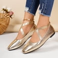 thumbnail image 5 of KEGIRLOM Women's Casual Versatile Solid Color Soft Soled Shoes Trendy Loafers Flat Shoes Gold 9, 5 of 9