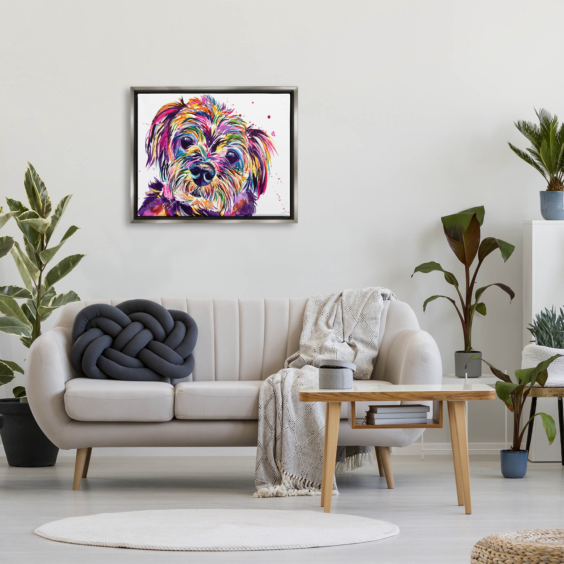 Prismatic Terrier Dog Face Portrait Animals & Insects Graphic Art Luster Gray Framed Art Print Wall Art