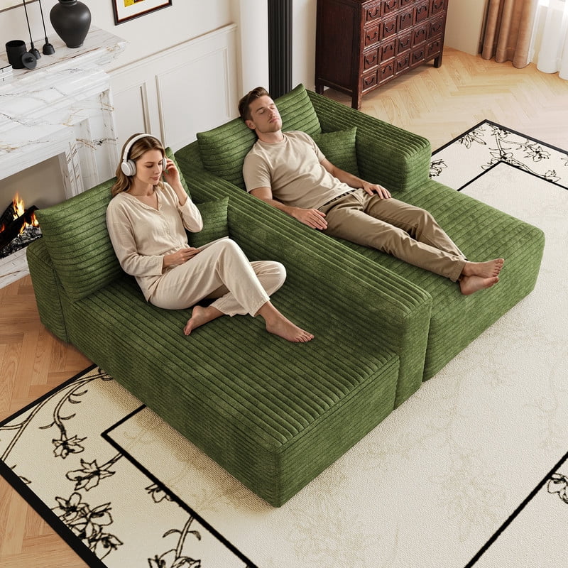 103" Cloud Sectional Sofa, Modern L-Shaped Modular Couch with Chaise Lounge, Minimalist Comfort Deep Seat Sofa for Living Room, Apartment, Bedroom, No Assembly Required