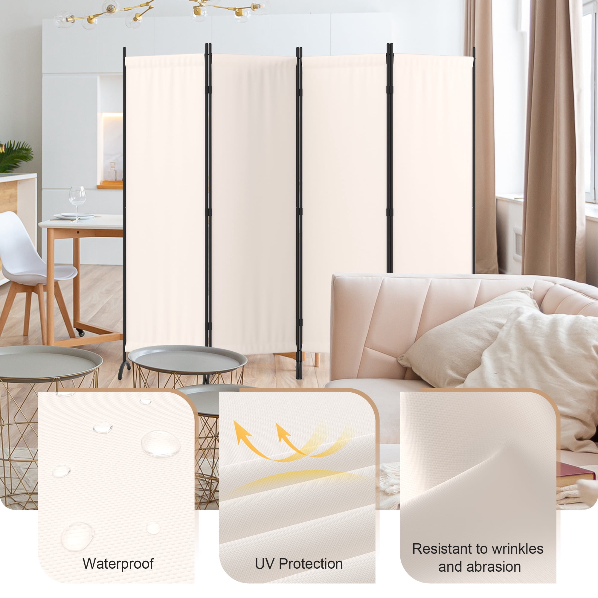 Room Divider 7FT Portable Room Dividers And Folding Privacy Screens, 89'' W Fabric Divider For Room Separation, 4 Panel Partition Room Dividers Freestanding Wall Divider Screen For Dorm Studio Office