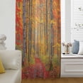 thumbnail image 6 of Red Orange Forest Fall Sheer Curtains 72 Inches Long, Thanksgiving Tree Maple Leaf Light Filering Curtains, Breathable Simi Curtain Privacy Drapes for Living Room Bedroom Lightweight Window Treatment, 6 of 9