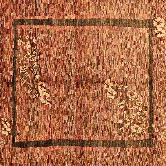 Ahgly Company Indoor Square Abstract Orange Contemporary Area Rugs, 5' Square
