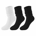 thumbnail image 2 of Jinhomg Men's and Women's Stockings Fall Winter Warm Knit Socks 2025 Fashion Solid Double-Layer Screw Pile Socks 3 Pcs Set Sales Today Clearance Black M, 2 of 10