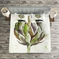 thumbnail image 3 of Ambesonne Artichoke Quilted Bedspread Set 3 Pcs, Watercolor Splashy Veggie, King Size, Fern Green and Black, 3 of 3