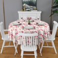 thumbnail image 2 of Pink Bows and Baseballs Pattern Round Tablecloth 60"x60",Wrinkle Wipeable Table Cloth for Kitchen Dining Room Picnic Patio Party, 2 of 6