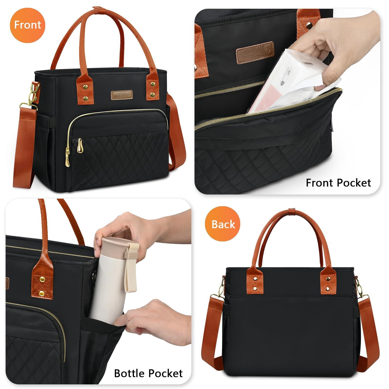 Lunch Bag Box Women - Leakproof Insulated Cooler For Large Tote Bags Adults  Black Orange