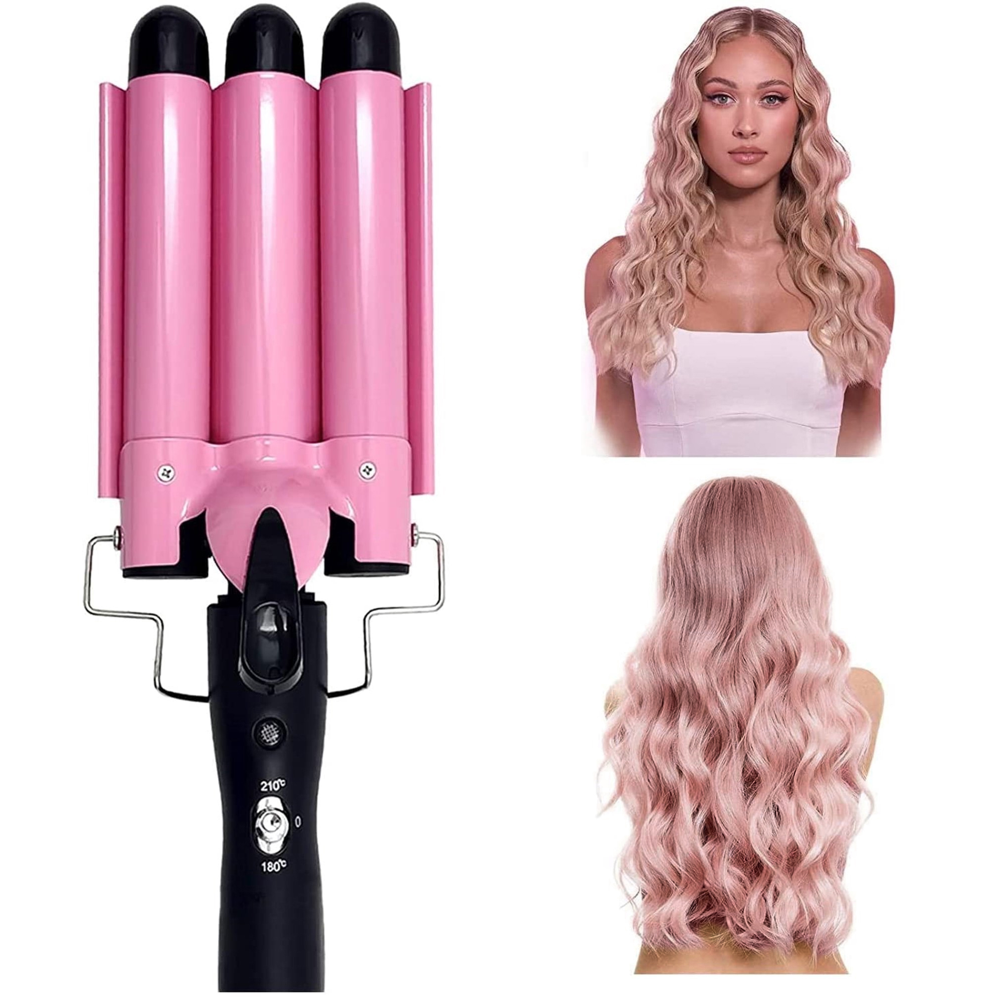 QVOX 3 Barrel Curling Iron, Waver Curling Iron Adjustable 25mm Hair