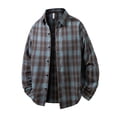 thumbnail image 2 of Men's Vintage Casual Check Button Lapel Long Sleeve Shirt Tops Button Up Plaid Flannel Loose Fit Business Casual Work Office Modern Fashion Essential | AESTIVO,Blue L, 2 of 7
