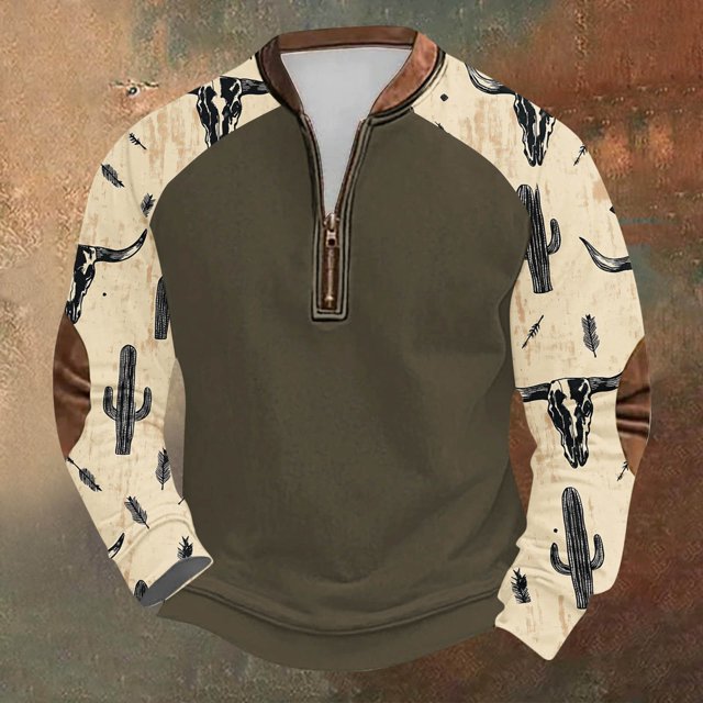 Blusas y camisas de manga larga con cuello redondo para hombre Sudadera con puños en los hombros estampada para hombre Blusa de poliéster de manga larga con cuello redondo para hombre