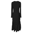thumbnail image 4 of longantii Women's Long Sleeve Square Neck Corset A Line Maxi Dress Trendy Casual Side Slit Flowy Western Cowgirl Long Dresses Black XXXL, 4 of 5