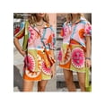 thumbnail image 4 of Aojekbee Women Summer Shorts Outfits Sun Print Short Sleeve Shirts Tops Elastic Waist Shorts 2 Pieces Clothes Set, 4 of 10