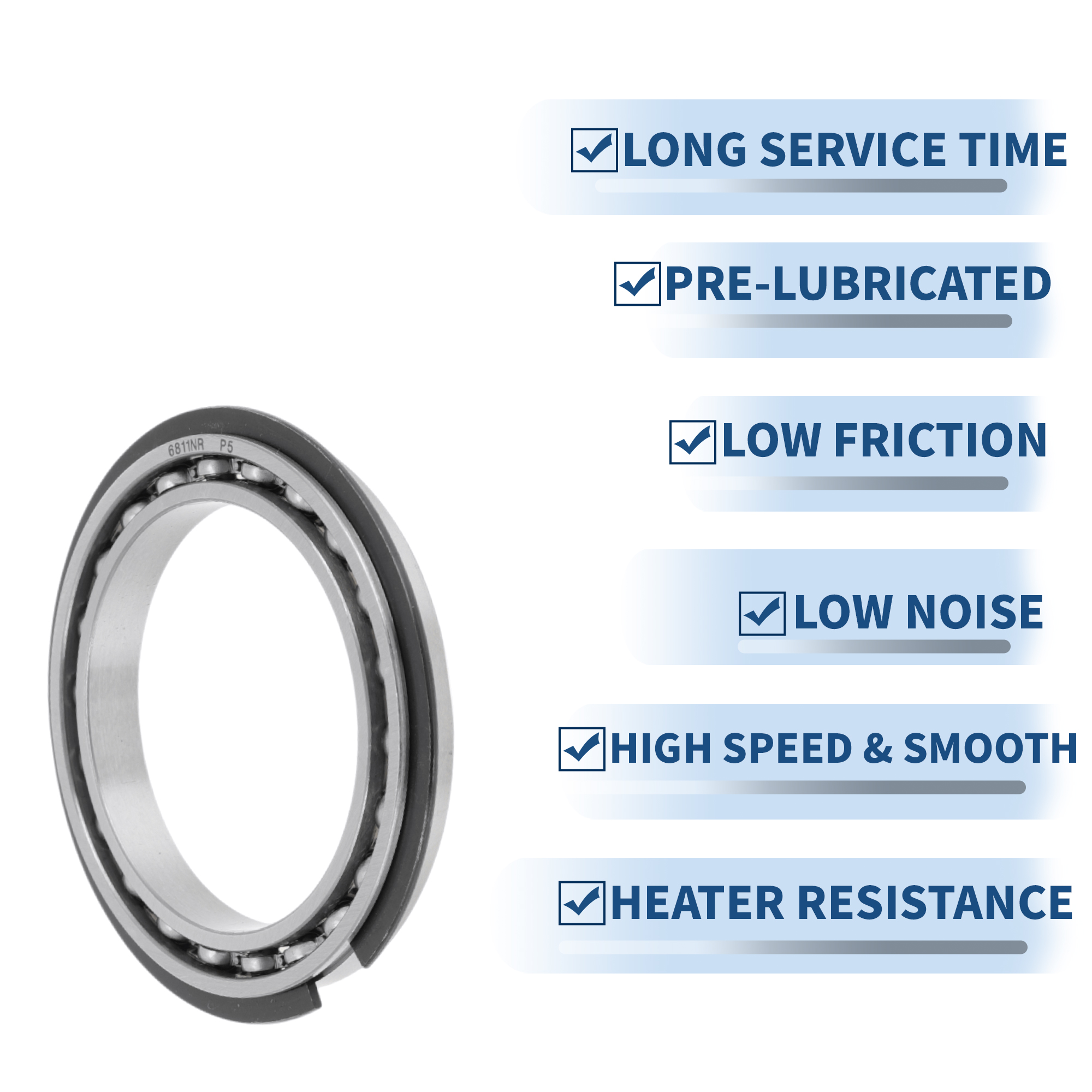 Unique Bargains 6811NR Deep Groove Ball Bearings 55x72x9mm P5 Open Type Lubricated Bearings 1 Pc Car Scooter Skateboard Wheel Universal Silver Tone
