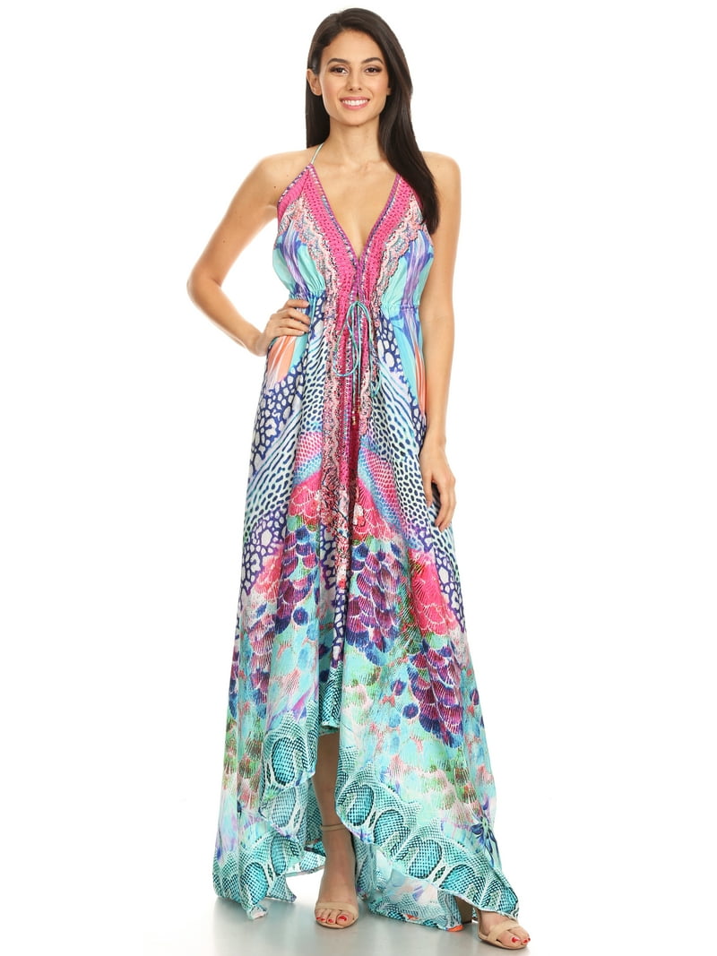 Sakkas Lizi Womens Maxi High-low Halter Handkerchief Long Dress Beach Party - SM224-Multi - One Size - Walmart.com Sakkas Lizi Womens Maxi High-low Halter Handkerchief Long Dress Beach Party - SM224-Multi - One Size - Walmart.com