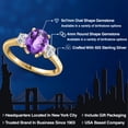 thumbnail image 2 of Gem Stone King 18K Yellow Gold Plated Silver Purple Amethyst and Lab Grown Diamond Engagement Ring for Women | 2.04 Cttw | Oval Checkerboard 9X7MM | Gemstone February Birthstone | Size 6, 2 of 6