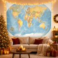 thumbnail image 3 of Vintage World Map with Muted Countries on Blue Oceans, Dreamy Boho for Geography Enthusiasts, Decorative Wall Art, Housewarming Gift, Tapestry Wall Hanging for Study Room and Living Room, 3 of 7