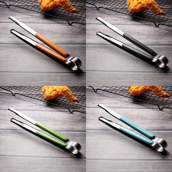 Vruelia Non stick and Heat Resistant Stainless Steel Kitchen Tongs (4 Count)