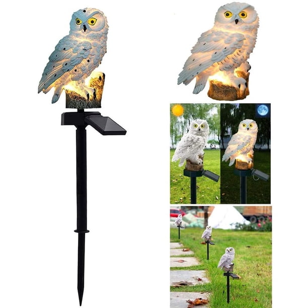 Lámpara solar para césped, luz solar para exteriores, lámpara decorativa para jardín, impermeable, para caminos, césped, jardín, lámparas de jardín, diseño de búho (blanco)