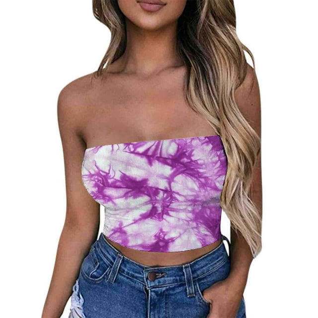 Tube Tops, Womens Printed Strapless Yoga Exercise Chest Wrap Pullover