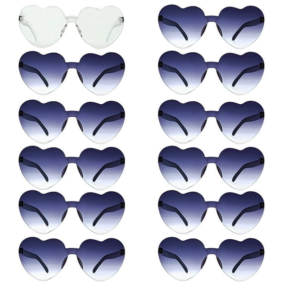 Bachelorette Party Favor, Heart Sunglasses, 12 Pack Heart Shaped Rimless for Women Valentines Day
