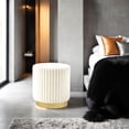 thumbnail image 2 of Furniture of America Vena Modern 16" Upholstered Round Stool, Beige and Gold, 2 of 8