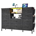 thumbnail image 4 of Eunon TV Stand with 10 Drawers, LED Lights, Power Outlets, Shelves, Side Pockets, Black, Fits TVs up to 55 Inches, 4 of 9