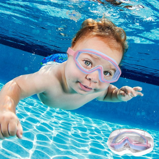 Macaron Color Anti-Fog Swimming Goggles, Large Frame UV Protection Goggles with Adjustable Headband, Comfortable Diving Goggles for Pool Beach Swim Training