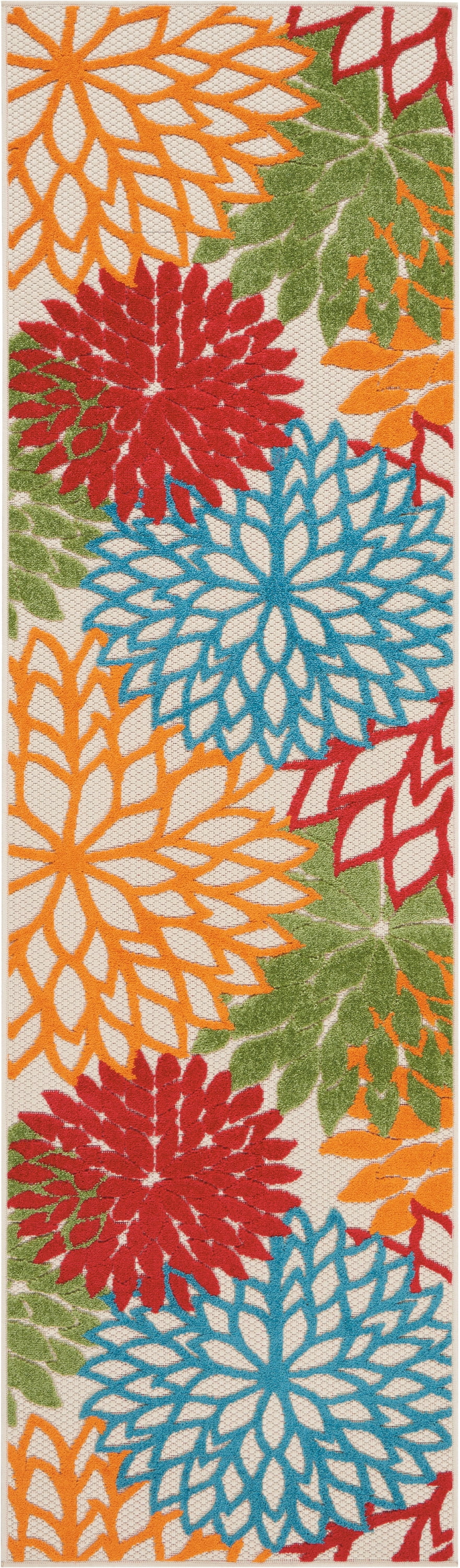Nourison Tropical Oasis Indoor/Outdoor Modern Floral Green 2'3" x 8' Area Rug, (8' Runner)