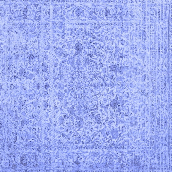 Ahgly Company Indoor Square Abstract Blue Contemporary Area Rugs, 7' Square