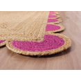 thumbnail image 3 of Natural Scalloped Jute Area Rug Bohemian Scallop Boho Decor Area Handwoven Custom Rugs Decorative Rug Reversible Braided Rugs (Pink, 2.5x16 ft), 3 of 7