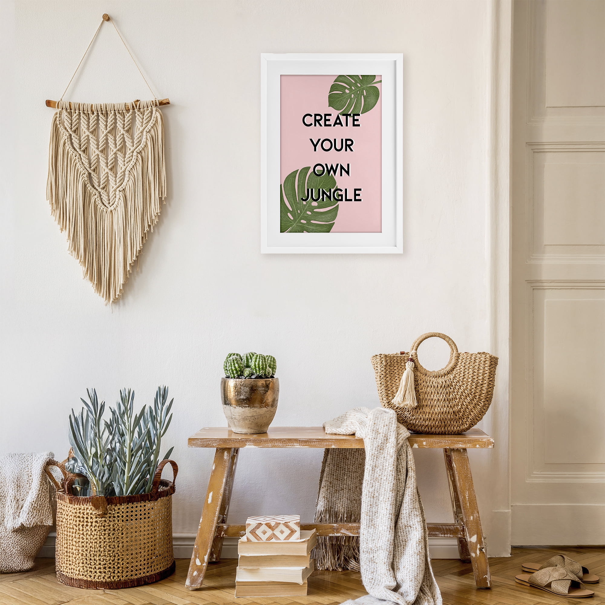 Stupell Industries Create Your Own Jungle White Framed Print Under Glass, design by Martina Pavlova
