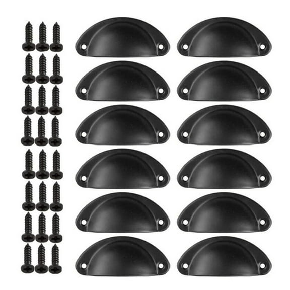 12Pcs/Set Vintage Shell Shaped Metal Cabinet Pull Handles Hardware Accessories