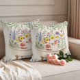 thumbnail image 2 of Farm Pillow Covers 2 Pack Watercolors Bath Cute Pig Wildflowers Plant Leaves Linen Pillowcase Waterproof Outdoor Throw Pillow Cover for Patio Garden Square Cushion 24”x24”, 2 of 9