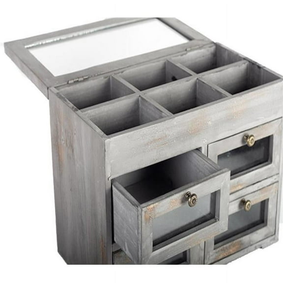 MDR Trading Inc. FP-FWP-167 Washed Gray With Glass Top Jewellery Box