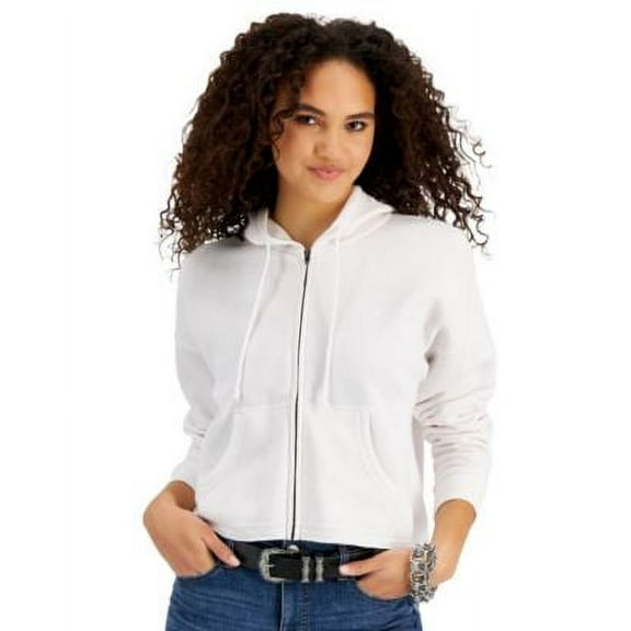 Hippie Rose Juniors Zip-up Hooded Sweatshirt White Size XL