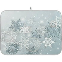 SM-XLHN Silver Snowflakes Winter Christmas Dish Drying Mat for Kitchen Counter Absorbent Microfiber Large Drying Pad Dish mats for Kitchen Countertops 18 x 24 Inch