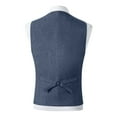 thumbnail image 4 of ZCFZJW Double Breasted Western Suit Vest for Men Herringbone Tweed Vest Retro Business Waistcoat Cowboy Style Fall Outwear Blue XS, 4 of 6
