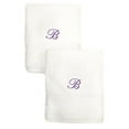thumbnail image 2 of Authentic Hotel and Spa Sweet Kids 2-piece White Turkish Cotton Hand Towels Personalized with Lavender Purple Monogrammed Initial P, 2 of 5