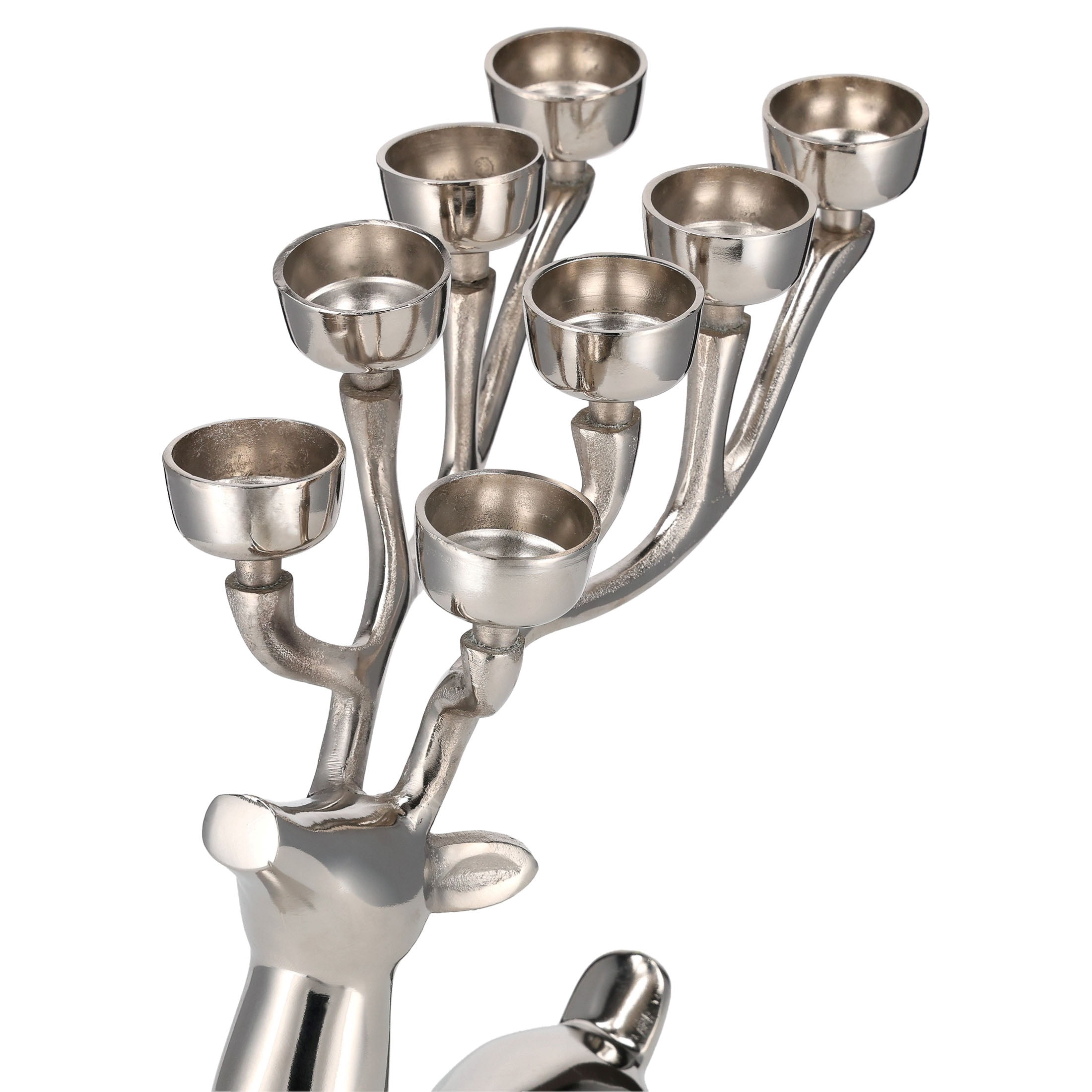 My Texas House Aluminum Sitting Reindeer with Tealight Holders, Silver, 13.5"