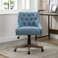 thumbnail image 2 of Swivel Office Chair, Swivel Shell Chair with Wheels,Cute Modern Upholstered Velvet Seashell Back Adjustable Swivel Vanity Desk Chair, for Women, for Girls, Living Room, Bedroom, Blue, 2 of 9