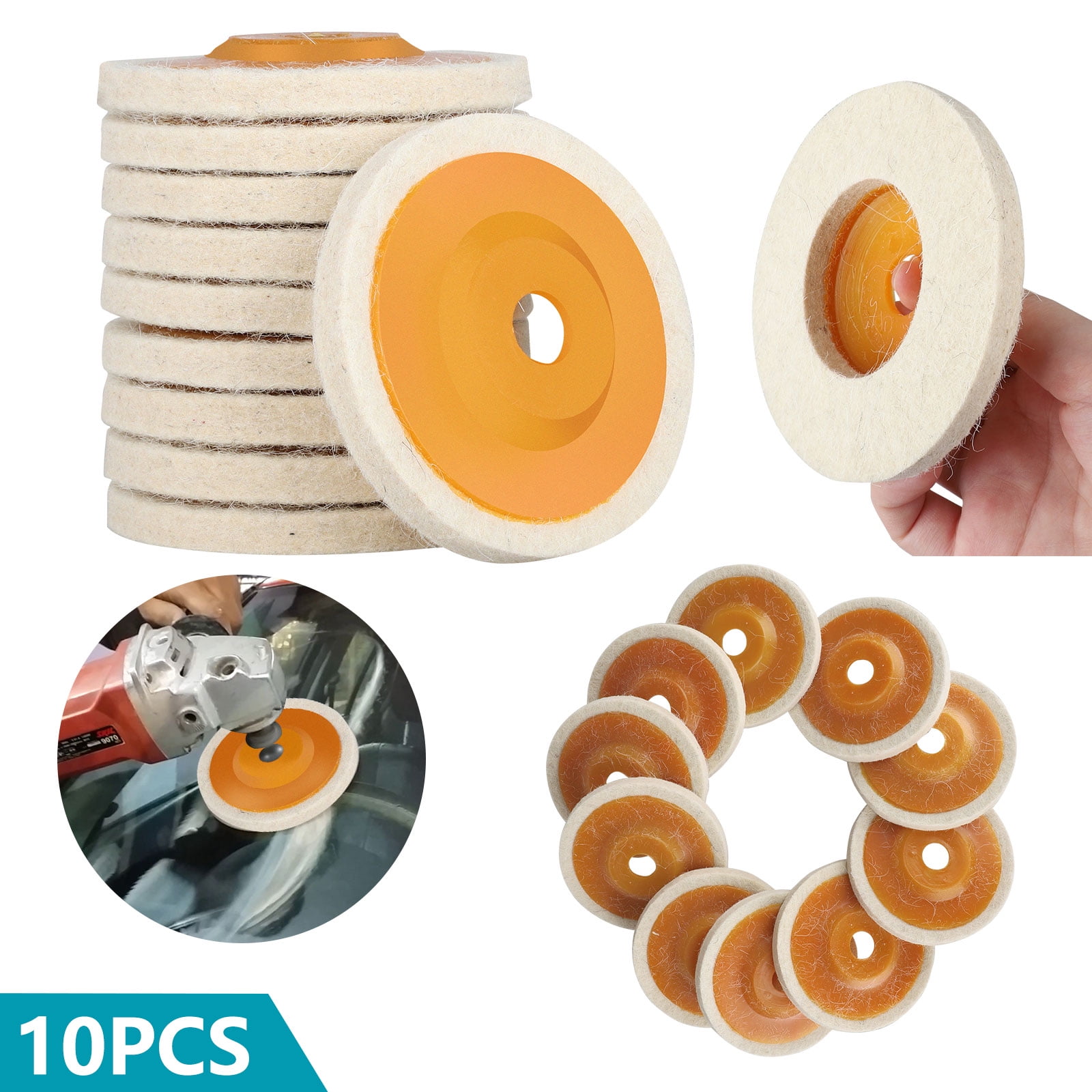 10 PCS 4 Inch Round Wool Felt Disc Wheel Pad, for 100 Angle Grinder