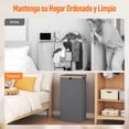 thumbnail image 3 of Cesto Para la Ropa con Tapa, 100L Cesto Ropa Sucia con 1 Bolsa Extraíble, Cesto de Almacenamiento de Ropa para Lavar Y Guardar Ropa, Adecuado para Baños, Salas de Estar, Dormitorios, Lavaderos(1 PCS), 3 of 7