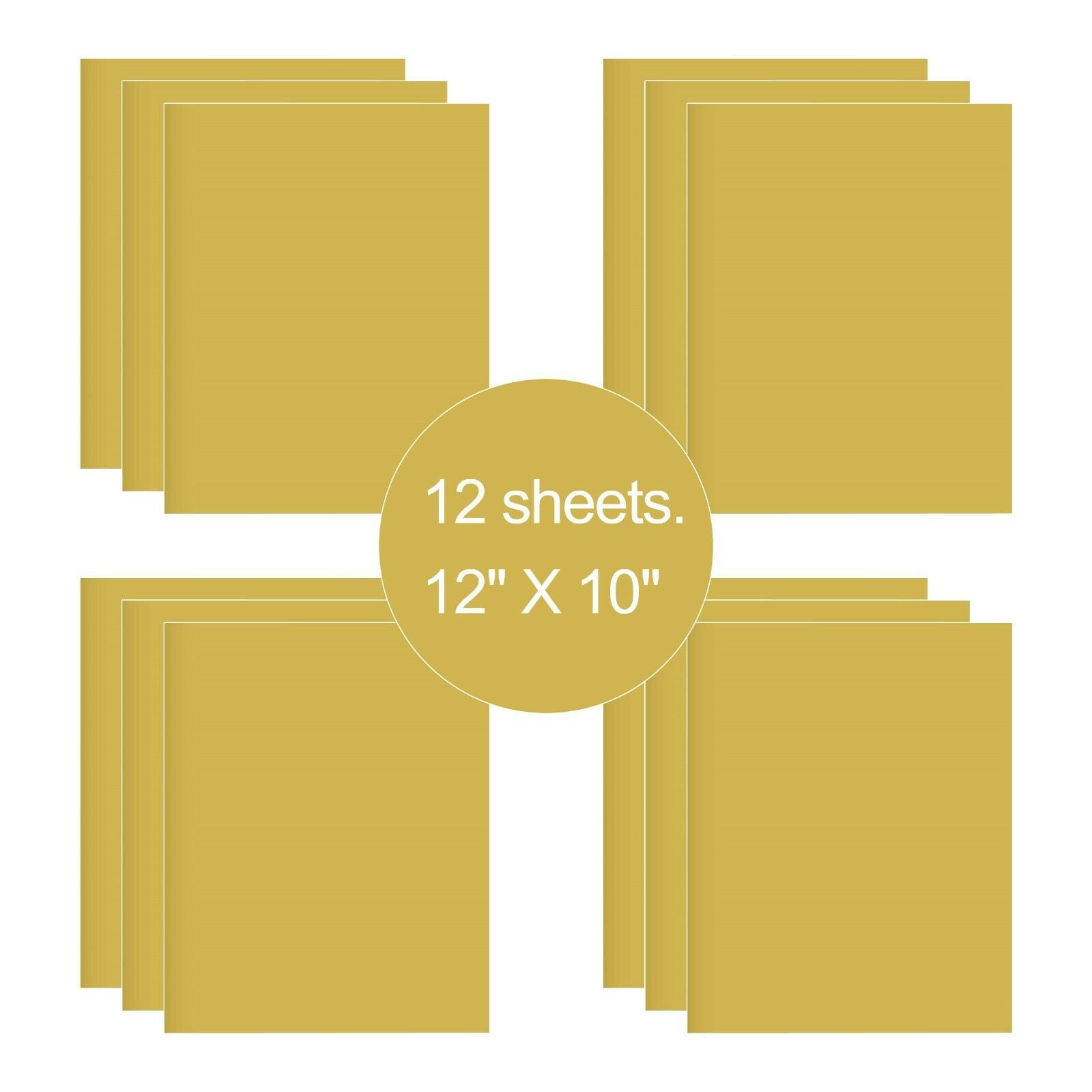 12 Sheets Gold 12" x 10" Pre Cut HTV Iron On Heat Transfer Vinyl Paper for T-Shirts Cricut Silhouette