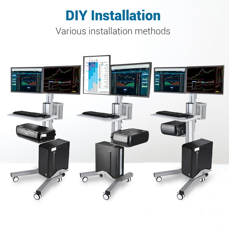 Yescom Desktop PC Mobile Cart w/ Adjustable Dual Monitor Mount