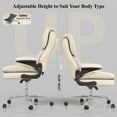 thumbnail image 4 of E-motie Home Office Chair with Flip-up Arms, Adjustable High Back Chair, Quiet Nylon Wheels, Beige, 4 of 10