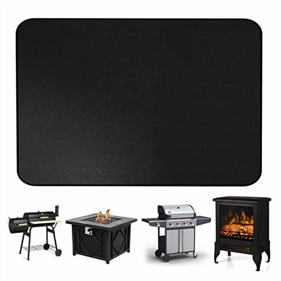 65 x 38 inches Fire Pit Mat Grill Mat for Outdoor Grill Deck Protector BBQ Mat,Ideal for Outdoor Grills,Fire Pits,Protects Decks & Patios from Heat and Oil,Grilling Companion,Black