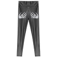 thumbnail image 5 of Pantalones de cintura alta con estampado de mano de esqueleto para mujer, mallas elásticas de piel sintética, ropa para discoteca y discoteca, pantalones de cuero con Control de barriga, 5 of 5